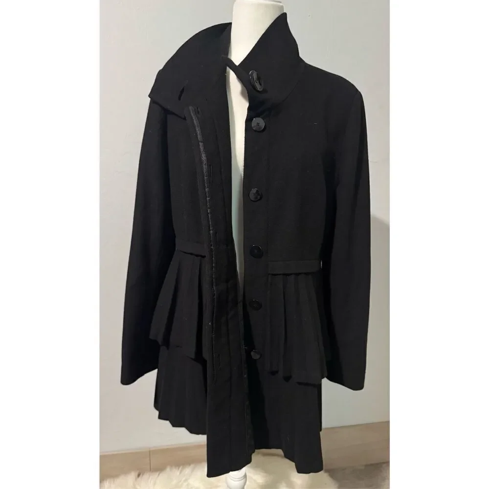 George Simonton studio Australian lambswool cashmere blend black coat 12